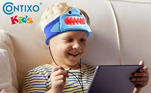 Contixo H1 Shark-Themed Kids Headphones – Safe 85 d B Volume Limiting for Optimal Hearing Protection – Soft, Washable Fleece Headband for Ultimate Comfort – Perfect Travel Headphones for Young Audiophiles – Compatible with Tablets and Smartphones for Versatile Listening