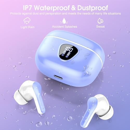 Elevate Your Sound Experience with Premium Wireless Earbuds – Advanced Bluetooth 5.4, Hi-Fi Stereo Audio, and ENC Noise Cancellation for Crystal-Clear Calls, IP7 Waterproof Design for Active Lifestyles, 48-Hour Playtime with LED Battery Display, Chic Rose Gold Finish for Everyday Elegance in Sports and Leisure