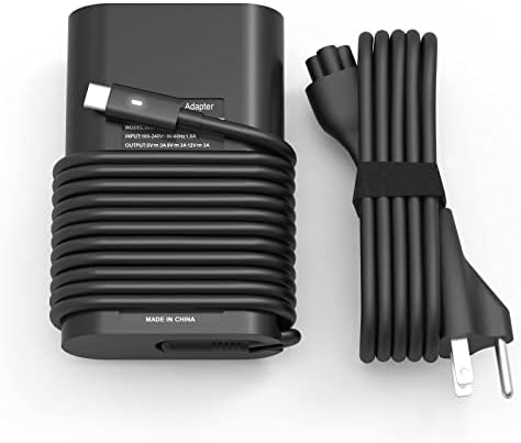 Universal 65 W USB-C Type-C Laptop Charger for Dell Latitude & XPS Models – Fast Charging Power Adapter Compatible with Latitude 7275, 7370, 5420, XPS 13 9250 & More – Versatile 5 V to 20 V Output for Optimal Device Performance – Durable Power Cord Included with 1-Year Warranty and 30-Day Replacement Guarantee – Ideal for Home and Office Use