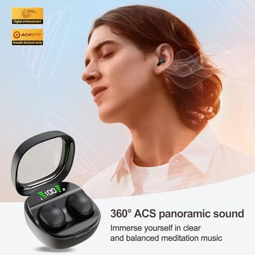 Ultra-Comfort Invisible Bluetooth Sleep Earbuds for Side Sleepers | Mini Wireless Headphones with Waterproof Design | Perfect for Clear Calls, Sports, and Ultimate Relaxation | Lightweight White Earphones for Work and On-the-Go Productivity
