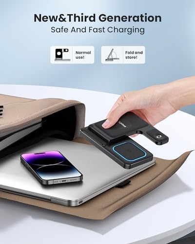 Revolutionary DUMTERR 3-in-1 Fast Wireless Charging Station for i Phone 16/15/14/13/12, Apple Watch Series 10, and Air Pods 4 – Sleek Docking Solution for Effortless Desk and Nightstand Organization, Superior Safety Features, and Rapid Charging Efficiency for All Your Apple Devices