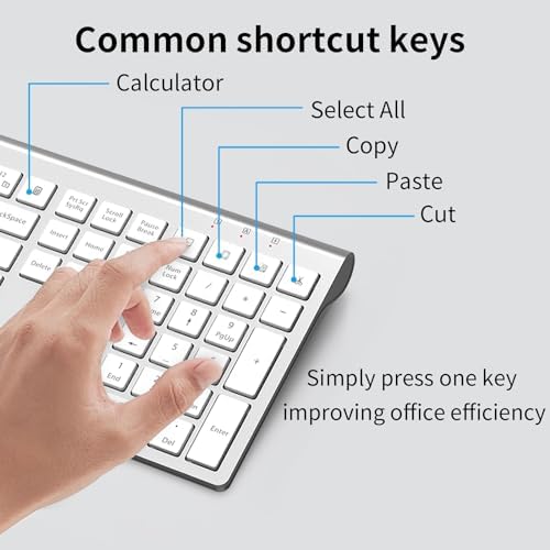 Ultra-Slim 2.4 G Wireless Keyboard with Numeric Keypad – Silent Ergonomic Design for Effortless Typing on PC & Mac, Plug-and-Play USB Receiver, Scissor Switch Technology for Enhanced Comfort and Speed