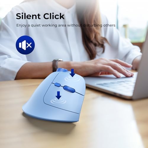 seenda Purple Ergonomic Vertical Wireless Mouse – Rechargeable Dual Bluetooth & USB Connectivity, Multi-Device Compatible with Quiet Clicks & Volume Control Knob for Windows, Mac, PC & Laptop – Comfort & Style Combined