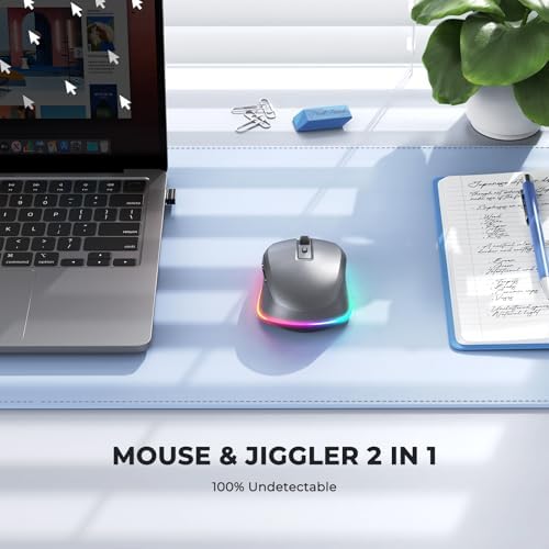 PEIOUS Rechargeable Wireless Mouse with LED – Innovative Jiggler Technology to Keep Your Computer Awake – Sleek Black Design for Optimal Comfort and Productivity