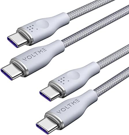 VOLTME 3.3 ft USB C Cable 2-Pack – Premium Nylon Braided Type C Charger for Fast Charging & High-Speed Data Transfer – Compatible with Mac Book Pro 2020, i Pad Pro 2021, Galaxy S22, Pixel, Switch & More – Durable, Universal Charging Solution in Grey for Enhanced Performance and Longevity