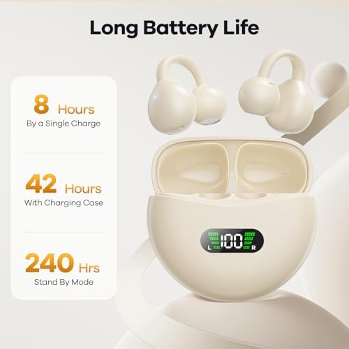 Revolutionary Lightweight Bone Conduction Headphones – True Wireless Open-Ear Earbuds in Trendy Light Yellow for Active Lifestyles, Perfect for Running, Gym Workouts, and Driving – Stay Aware with Premium Sound Quality, Effortless Bluetooth Connectivity for i Phone & Android Users, Waterproof Design for Ultimate Durability