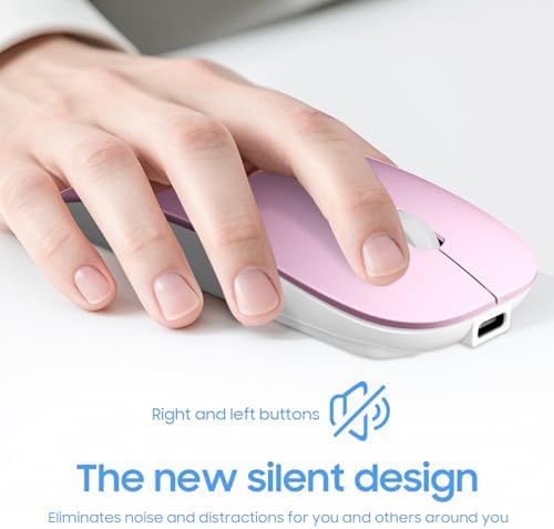 Sleek Rechargeable Bluetooth Mouse – Ultra-Quiet Wireless Mice for Laptops, Mac Books, i Pads, and Android PCs – Ergonomic Design for Comfort and Versatility – Compatible with Windows and Linux – Perfect for Work and Study