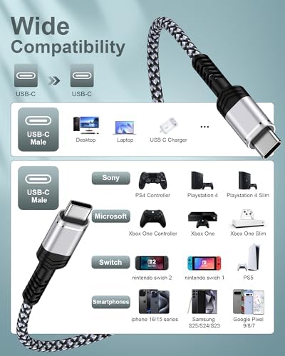 Ultimate 45 W USB-C Wall Charger with 6 FT Braided Cable: Fast Charging for Steam Deck, Nintendo Switch, i Phone 16 & More – Compact, Durable, and Versatile Power Solution for Gamers and On-the-Go Users
