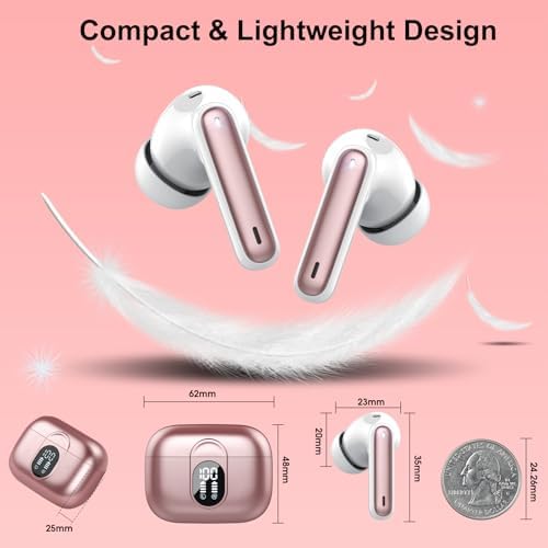 Premium Wireless Earbuds with Bluetooth 5.3 – Hi-Fi Stereo Sound, 40-Hour Playtime, IP7 Waterproof Sports Earphones with LED Battery Display – Perfect for Android & i OS Users – Ultimate Comfort & Durability for Active Lifestyles