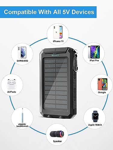 Ultimate 38800 m Ah Waterproof Solar Power Bank – High-Capacity Outdoor Charger with Dual USB-C Ports & Integrated LED Flashlights for i Phone, Samsung, i Pad – Perfect for Camping, Hiking, and Outdoor Adventures