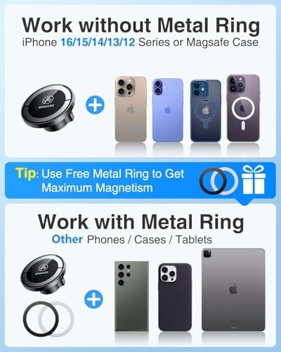 VANMASS Military-Grade Mag Safe Car Mount – 2025 Enhanced Magnetic Phone Holder for i Phone & Android – Ultra-Strong Suction for Dashboard, Windshield, and Vent – Unmatched Stability & Convenience for Safe Driving