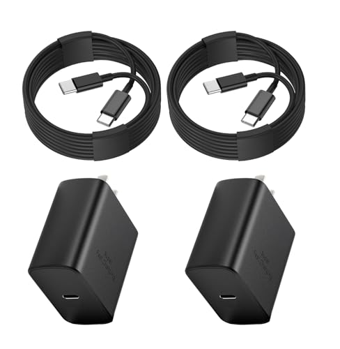 Ultra-Fast 45 W Type C Charger with 10 FT USB C to C Cable – Essential Dual Pack for Samsung Galaxy S Series – Efficient PD/PPS Wall Charger for Rapid Power Delivery & Device Protection – Stylish Black Finish for Home & Travel Convenience