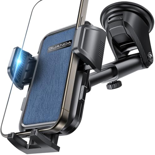 Ultimate Adjustable Windshield Phone Mount for Cars – Military-Grade Suction Cup Holder with Vent Hook, 360° Rotatable Design, Non-Slip Silicone Carbon Fiber for All Smartphone Models – Enhance Your Driving Safety & Hands-Free Convenience