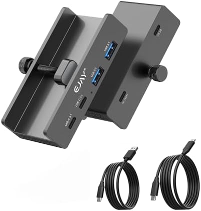 Transform Your i Mac Experience with the EJAY 4-Port 10 Gbps USB-C Hub – The Ultimate Mountable Adapter for Seamless Data Transfer and Power Supply in Elegant Black Finish – Perfect Accessory for Professionals Seeking Efficiency and Style!