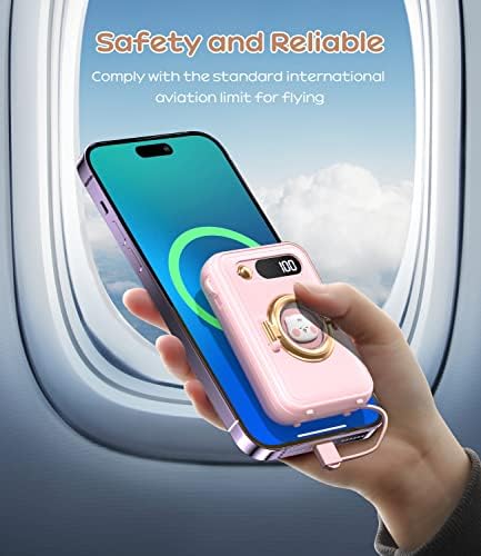 Ultra-Compact 10000 m Ah Fast Charging Power Bank with Built-in Cables and LED Display – Cute, Lightweight Design for i Phone, Samsung, and Tablets – Perfect Travel Companion for Effortless Power On-the-Go