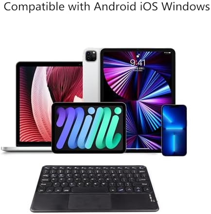 Ultra-Slim Pink Bluetooth Keyboard with Touchpad – Multi-Device Compatible Rechargeable Wireless Keyboard for i Pad, i Phone, Android, PC & Mac – Effortless Typing & Intuitive Navigation for On-the-Go Professionals and Students