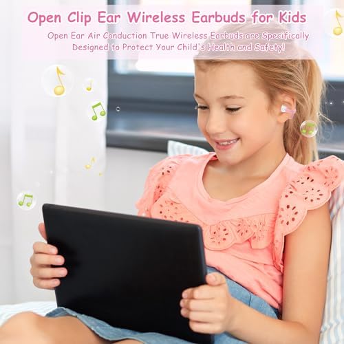 BANIGIPA Kids Bluetooth 5.4 Open Ear True Wireless Earbuds – Ultra-Lightweight Headphones with Safe 85 d B Volume Control for Young Listeners – Perfectly Designed for School, Travel & Clear Communication with Built-in Mic