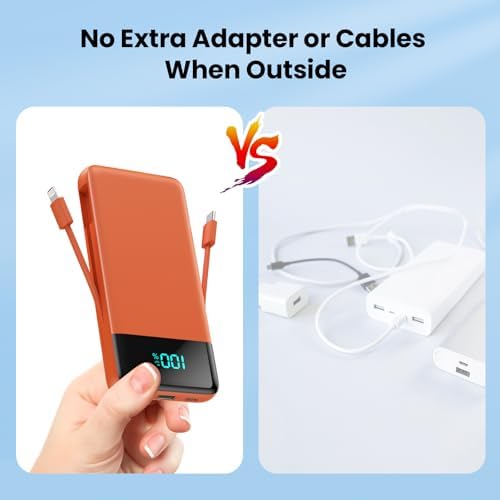 Upgrade Your Charging Experience: 13800 m Ah Portable Power Bank with Built-in Cables and Wall Plug – Fast Charging USB-C Battery Pack for i Phone 16/15/14, Samsung & Android Devices – Ultimate Travel Companion with 4 Outputs for Simultaneous Device Charging