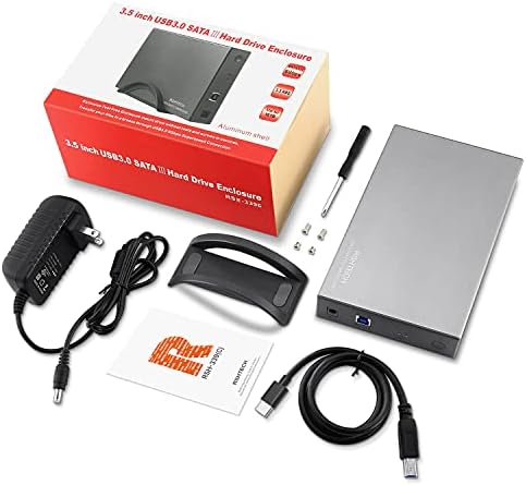 RSHTECH 3.5-Inch Aluminum USB 3.1 Gen 1 HDD Enclosure with Type C to SATA Connectivity – Ultra-Fast External Dock Case for 16 TB Drives, Perfect for SSD and HDD Data Management, Quick Setup & Enhanced Durability