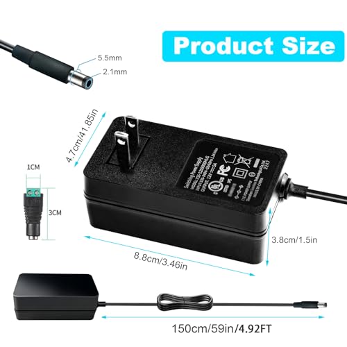 Reliable 12 V 5 A Power Supply Adapter – 60 W High-Efficiency DC Adapter for LED Lighting, CCTV, and Security Systems – Universal Input (100 V-240 V) with 5.5 x 2.1 mm Connector for Maximum Device Compatibility and Performance Assurance