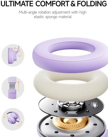 Transform Your Sound Experience with Picun B8 Over-Ear Wireless Bluetooth Headphones – Incredible 120-Hour Battery Life, Custom EQ Modes, and Powerful Deep Bass for Ultimate Immersion – Ideal for Travel, Office, and Daily Adventures in Chic Purple