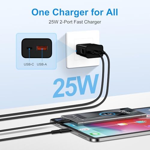 Samsung Super Fast Dual Port USB C Charger for Galaxy S25/S24/S23/S22/S21/S20 and Z Fold/Note 20 – 25 W Power Delivery Wall Adapter for Rapid Charging and Enhanced Device Compatibility