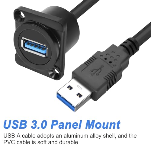 XMSJSIY USB 3.0 Flush Mount Extension Cable – 5 Gbps High-Speed USB Type-A Male to Female Connector for Seamless Data Transfer and Charging – Durable 1 M (3.2 FT) Design for Professional Installations and DIY Projects – Enhanced Compatibility for Workstations and Entertainment Systems