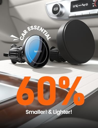 Lamicall Mag Safe Wireless Car Mount Charger – 15 W Fast Charging Phone Holder for i Phone 16, 15, 14, 13 Pro Max – Secure Magnetic Vent Mount for Hands-Free Navigation – Sleek, Durable Design for Effortless Installation and Enhanced Driving Safety