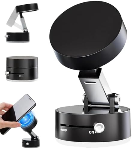 Vacuum Suction Magnetic Phone Holder, Rotatable Magnetic Suction Cup Phone Mount, for Car/Mirror/Smooth Surface, Foldable and Retractable, for All Phones – Enhanced Compatibility and Speed