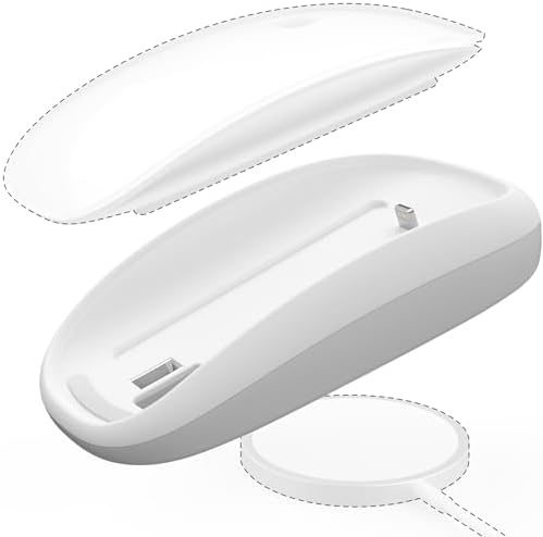 TATOFY Wireless Charger for Magic Mouse 2 – Ergonomic Design with Lightning Compatibility, Fast Charging Base, and Sleek White Finish for Ultimate Comfort and Efficiency in Your Workspace