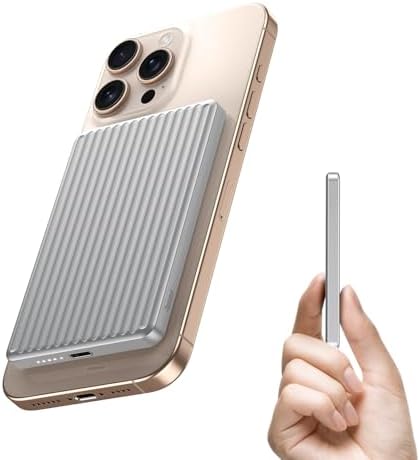Compact Magnetic Power Bank 5000 m Ah with 20 W Fast PD Charging | Ultra-Slim Design for i Phone 16/15/14/13/12 Pro Max | Lightweight Travel Charger with Enhanced Magnetic Attachment | Advanced Lithium-Polymer Battery & Safety Temperature Control | Effortless Wireless Charging Anywhere | Essential Accessory for On-the-Go Users
