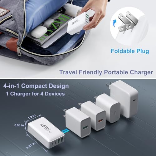OKRAY 3-Pack 40 W USB-C Wall Charger with Foldable Plug – Compact Multiport Power Adapter for Rapid Device Charging – Perfect for i Phone 16/15/14/13/12 Pro, i Pad, Air Pods, and Apple Watch – Features Quick Charge & Power Delivery 3.0 for Safe, Efficient Power Management – Ultimate Travel Companion for Busy Lifestyles