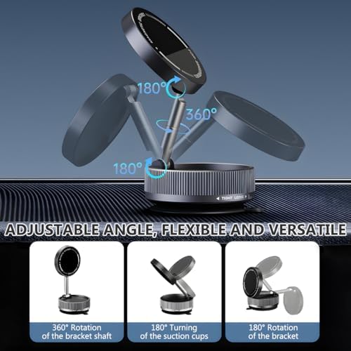 Suction Cup Phone Mount, Vacuum Magnetic Car Phone Holder Stand for Car, Vacuum Magnetic Cell Phone Holder Stand Suction Phone Mount, Foldable 360°Adjustable(Black) – Enhanced Compatibility and Speed