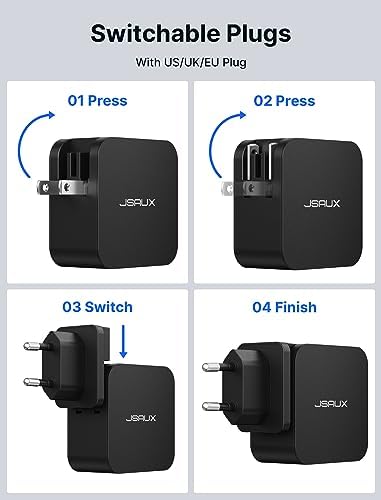 JSAUX 45 W USB C Charger with 5 FT PD 3.0 Cable – Ultimate Fast Charging Solution for Steam Deck, OLED Switch, Mac Book & More – Optimal Power Delivery for i Phone 16/15, Samsung Galaxy S25/S24/S23/S22, i Pad, Pixel Devices – Compact, Durable, and Universally Compatible Charging Accessory