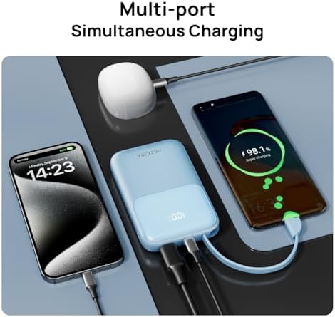 Ultra-Fast ARZOPA 10000 m Ah Portable Power Bank with Integrated USB-C Cable – 22.5 W Rapid Charging for Smartphones, Tablets, and More – Sleek Compact Design for Effortless Portability and Multi-Device Charging Convenience – Perfect for Travel and Daily Use