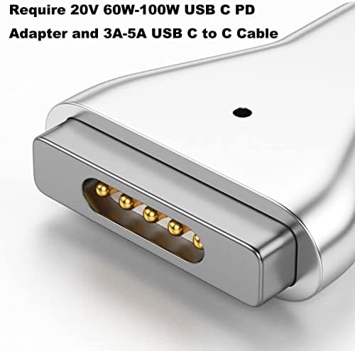 140W PD Quick Charge USB C to Magnetic 3 Adapter, Type-C to Mags 3 Converter with LED Indicator Light for MacBook Pro 2024/2023/2021 (M1/M2/M3, 14/16″), MacBook Air (M2/M3), Silver – Enhanced Compatibility and Speed
