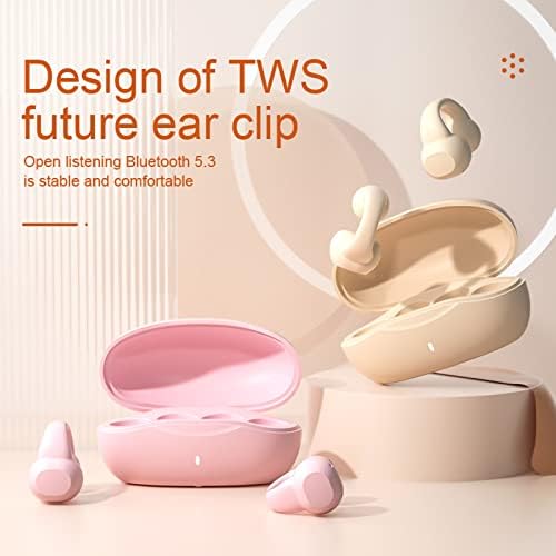 Revolutionize Your Listening Experience with Open Ear Wireless Bluetooth Ear Clip Bone Conduction Headphones – Lightweight Nude Color Earbuds for Active Lifestyles – Stay Aware and Connected with Enhanced Compatibility and Speed