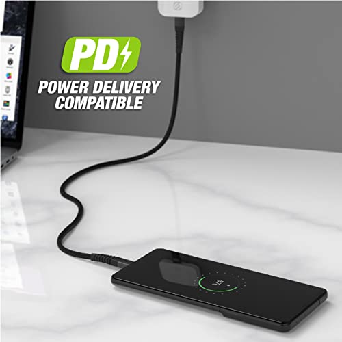 Scosche Ci4 B4 SG-SP MFi Certified Strikeline 4 ft Braided Lightning & USB-C Charging Cable – Fast, Durable, and Stylish Power Solution for Seamless Device Compatibility in Space Gray