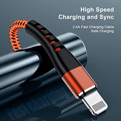 Essri 10 FT Nylon Braided i Phone Charger Cord 2-Pack – Fast Charging Lightning Cable for i Phone 14, 13, 12, 11, X, XS, XR, and 15 – Durable Blue 10 Foot Charging Solution for Ultimate Convenience and Style