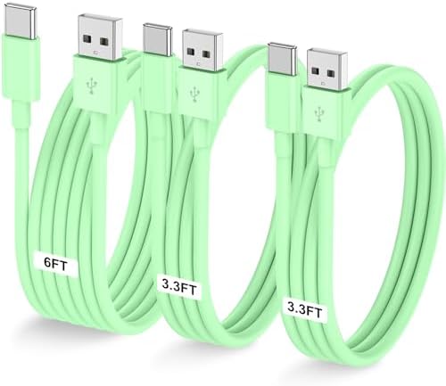 3-Pack Black [3.3FT+3.3FT+6FT] USB A to USB C Cable，USB to USB C Car Carplay Cable for iPhone 16 15 Pro Plus Pro Max，for iPad Pro/Air/Mini，for Samsung S24/S23/S22，for MacBook Pro/Air and More – Enhanced Compatibility and Speed