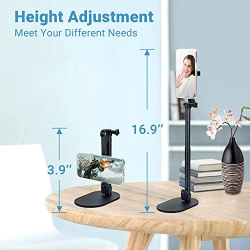 JJC Strong Magnetic Phone Desk Stand Compatible with MagSafe for iPhone 16, 15, 14, 13, 12 Pro Max Plus, MagSafe Case & All Smartphones, Height & Angle Adjustable iPhone Stand with Remote Control – Enhanced Compatibility and Speed