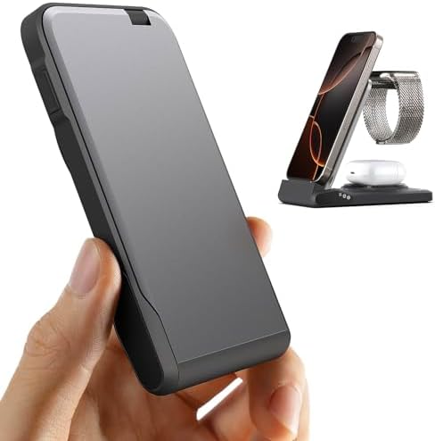 Ultimate 3-in-1 Travel Charging Station for i Phone, Android & Apple Devices – Fast Wireless Dock for Phones, Air Pods & Apple Watch – Foldable Multi-Device Charger for On-the-Go Power Solutions – Enhanced Compatibility & Speed (Adapter Not Included)