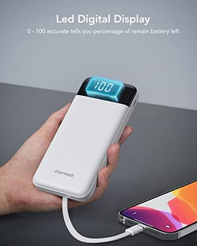 Ultra-Slim 10,000 m Ah Portable Power Bank with Built-In Charging Cables – 6 Outputs, 3 Inputs, Fast 3 A Charging for Universal Device Compatibility – Essential Travel Battery Pack for i Phone, Samsung, Google Pixel, LG, and More