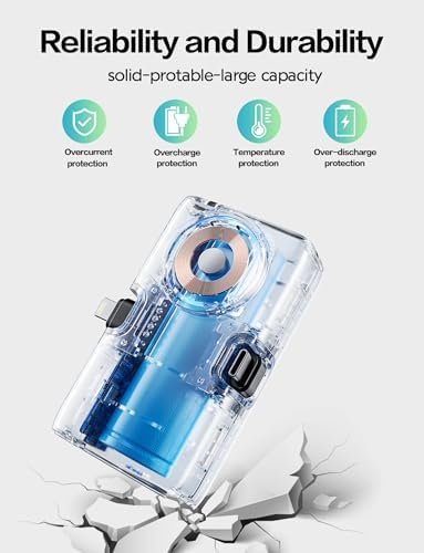 Compact 20 W Mini Fast Charging Power Bank for Apple Devices and Samsung – 5000 m Ah Travel-Ready USB-C Power Bank with Foldable Design for Enhanced Portability and Speed – Perfect for i Phone 15 Series and Apple Watch Users Seeking Reliable On-the-Go Charging Solutions
