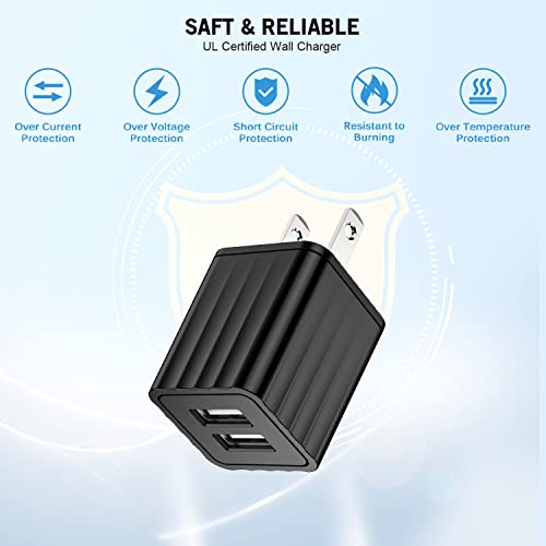 Dual-Port i Phone Fast Charger with 6.6 FT Nylon Braided Lightning Cable – Efficient Dual Device Charging Adapter for i Phone 14, 13, 12 Pro Max, 11, SE & i Pad – MFi Certified Power Solution for Rapid Charging and Enhanced Durability