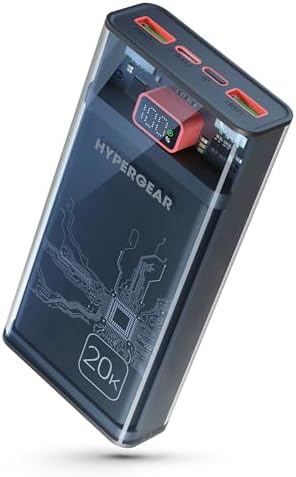 Ultra-Fast Hyper Gear 10,000 m Ah Power Bank – High-Performance Portable Charger with 3 USB Ports, 20 W USB-C Power Delivery, Slim Design with LED Display, Optimized for i Phone 16/15, Galaxy 23, and More Devices – Enhanced Speed and Universal Compatibility