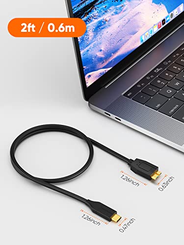 High-Speed 1 FT USB C to Micro B Cable – 10 Gbps Data Transfer for i Phone 15, Seagate & WD External Hard Drives – Durable Braided Design for Enhanced Connectivity & Reliability – Perfect Length for Travel & Desk Use – USB 3.1 Type C Compatible