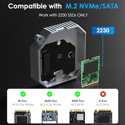 WAVLINK 10 Gbps Magnetic M.2 2230 NVMe/SATA SSD Enclosure – Premium Aluminum USB C Case for i Phone 16/15 Pro Max & Pro Res, Effortless Plug-and-Play Storage Solution, Ideal for Fast Data Transfer & Enhanced Compatibility (SSD Not Included)
