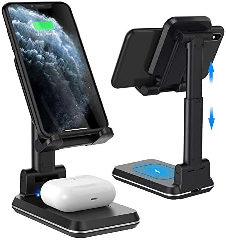 Revolutionize Your Charging Routine with the Compact 2-in-1 Wireless Charger – Dual Fast-Charging Desk Stand for i Phone & Samsung Galaxy, Perfect for Phones and Air Pods with 10 W Qi-Compatible Efficiency and Intelligent Charging Technology