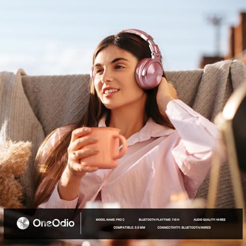 One Odio Studio Pro C Silver Over-Ear Bluetooth Headphones: Immerse Yourself in 110 Hours of Uninterrupted Wireless Audio with High-Performance 50 mm Neodymium Drivers for Rich Deep Bass and Crystal-Clear Sound; Effortlessly Portable Foldable Design Ideal for Travelers, Seamless Compatibility Across PCs, Phones, and Tablets for Ultimate Versatile Listening Experience